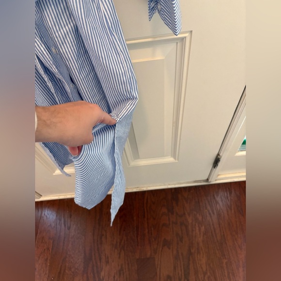 Alex Marie Pinstripe Tie Waist Button Midi Dress Size Small - Picture 3 of 8